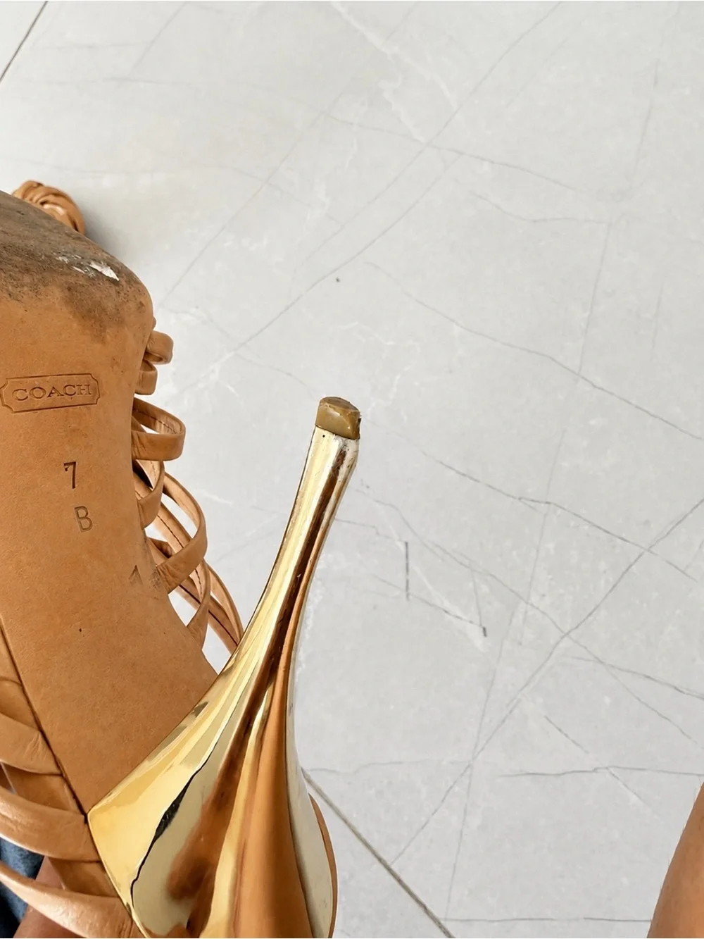 Coach Strappy Gold Heel Sandals – Size 7B